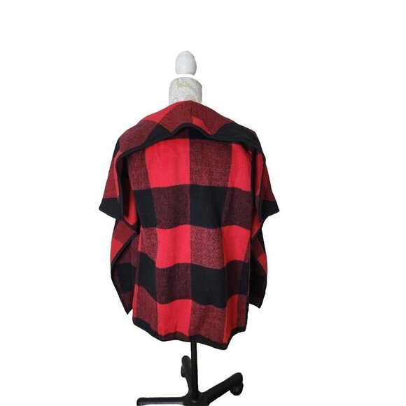 Yacun Women Open Front Red Buffalo Plaid Sleeveless Cardigan Jacket Vest Large - Picture 7 of 7